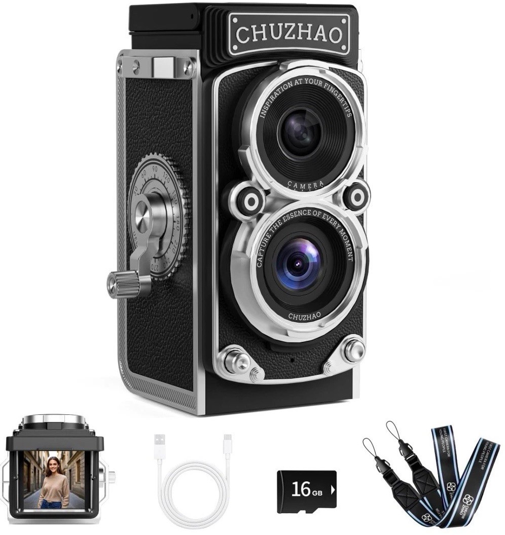 CHUZHAO Vintage Mini Digital Camera 1080P Video, 12MP, 16GB, TLR, 1000mAh CHUZHAO Vintage Mini Digital Camera 1080P Video, 12MP, 16GB, TLR, 1000mAh