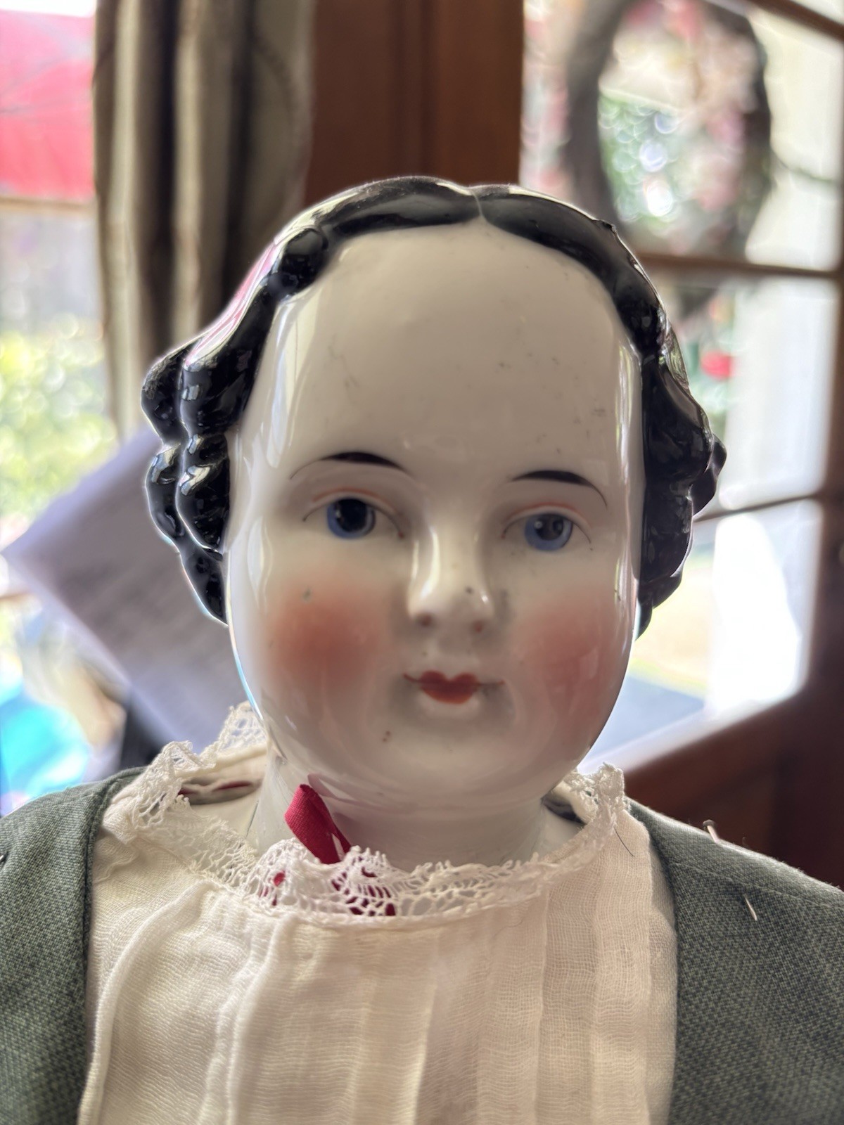 Antique 1850s–1860s Flat-Top China Doll – Wooden Hands – Early Cloth Body – Antique 1850s–1860s Flat-Top China Doll – Wooden Hands – Early Cloth Body –