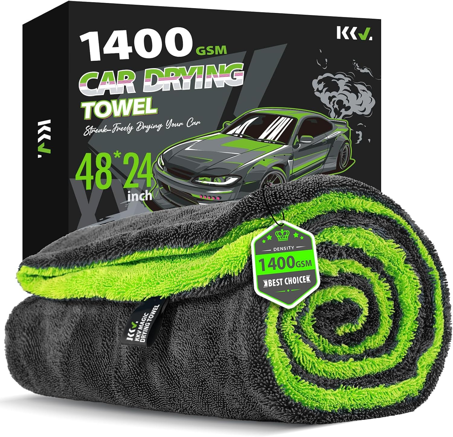 KKV Full-Sized SUV Drying Towel, 48”x24” Dual Sided Microfiber Car Cleaning Towe KKV Full-Sized SUV Drying Towel, 48”x24” Dual Sided Microfiber Car Cleaning Towe
