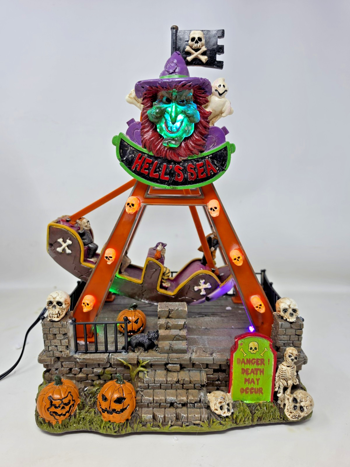 FG Square Lemax Hell's Sea Pendulum Pirate Ship Halloween Village Carnival Ride