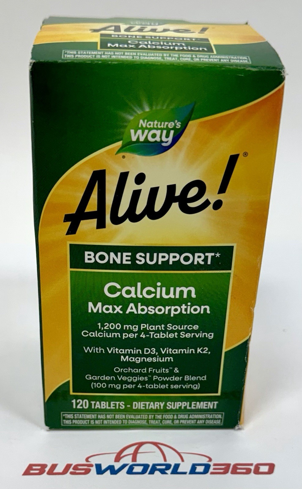 NATURES WAY ALIVE Bone Support Calcium 1200mg Max - 120ct - BRAND NEW Exp 5/2027