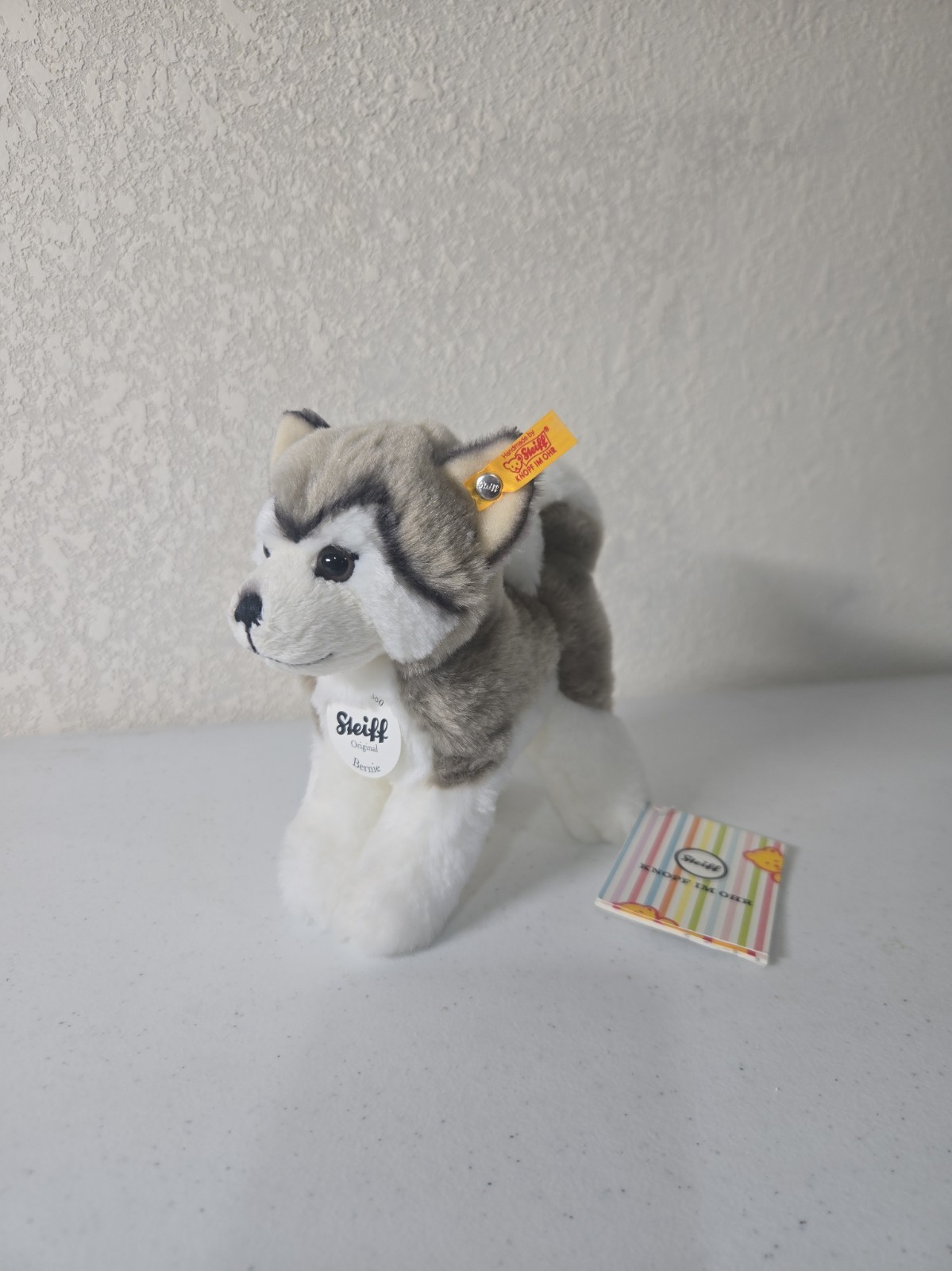 Steiff Plush BERNIE Husky Dog #104985 Stuffed 7\