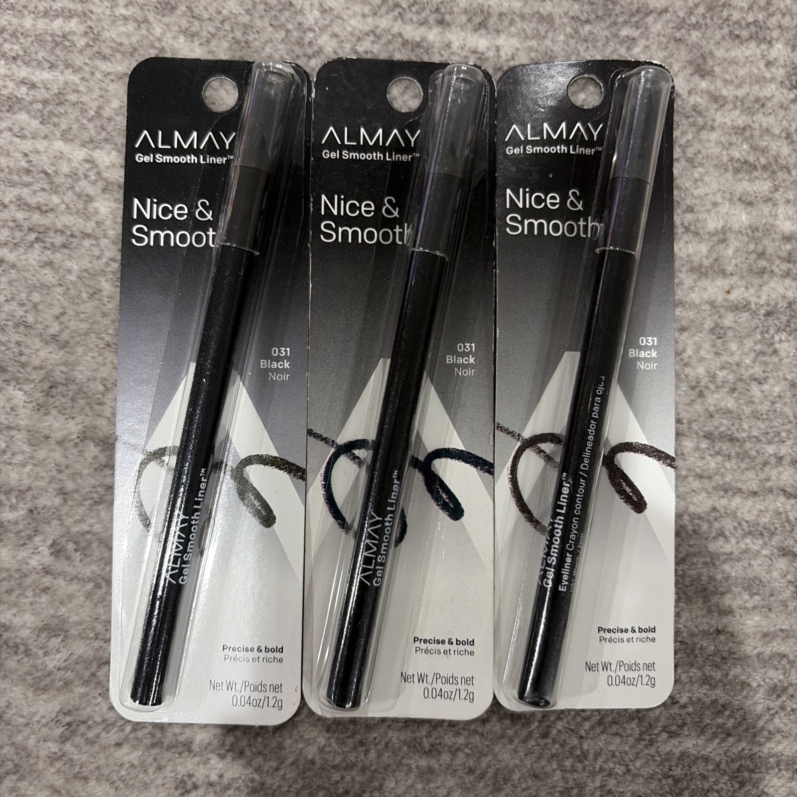 Almay Gel Nice and Smooth Eye Liner #031 Black ~ 3 Pack