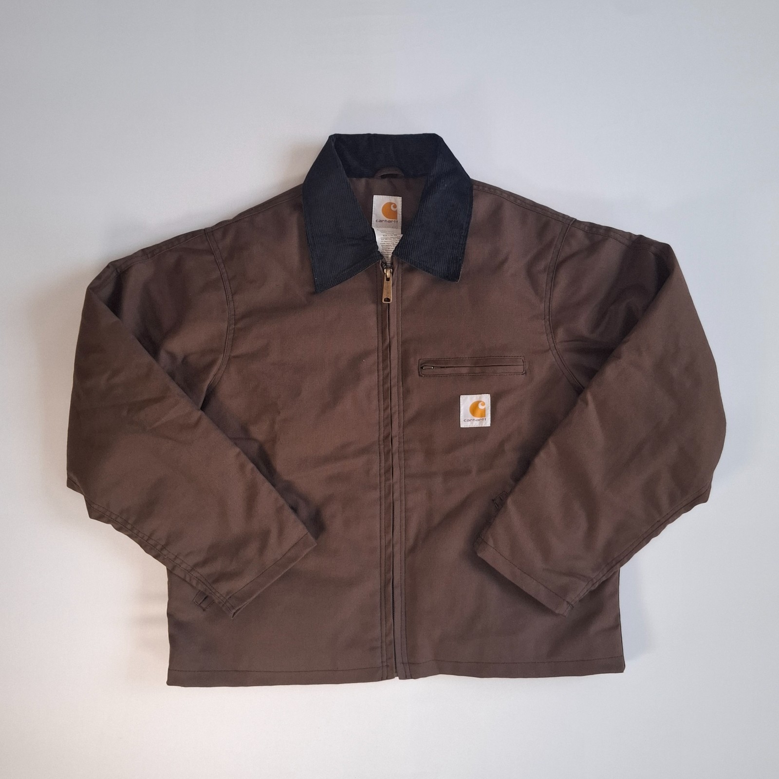 Carhartt Detroit Style Jacket Dark Brown Black Corduroy Collar Small Reworked