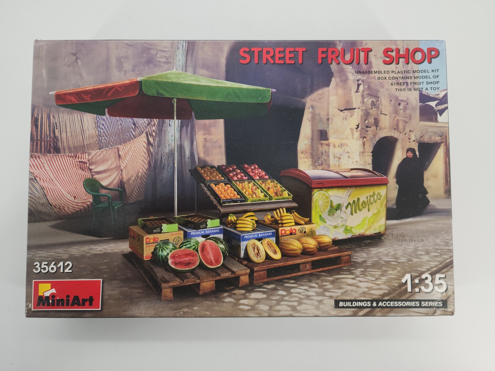 MiniArt 1/35 Street Fruit Shop 35612 Model Kit. New Open Box. MiniArt 1/35 Street Fruit Shop 35612 Model Kit. New Open Box.