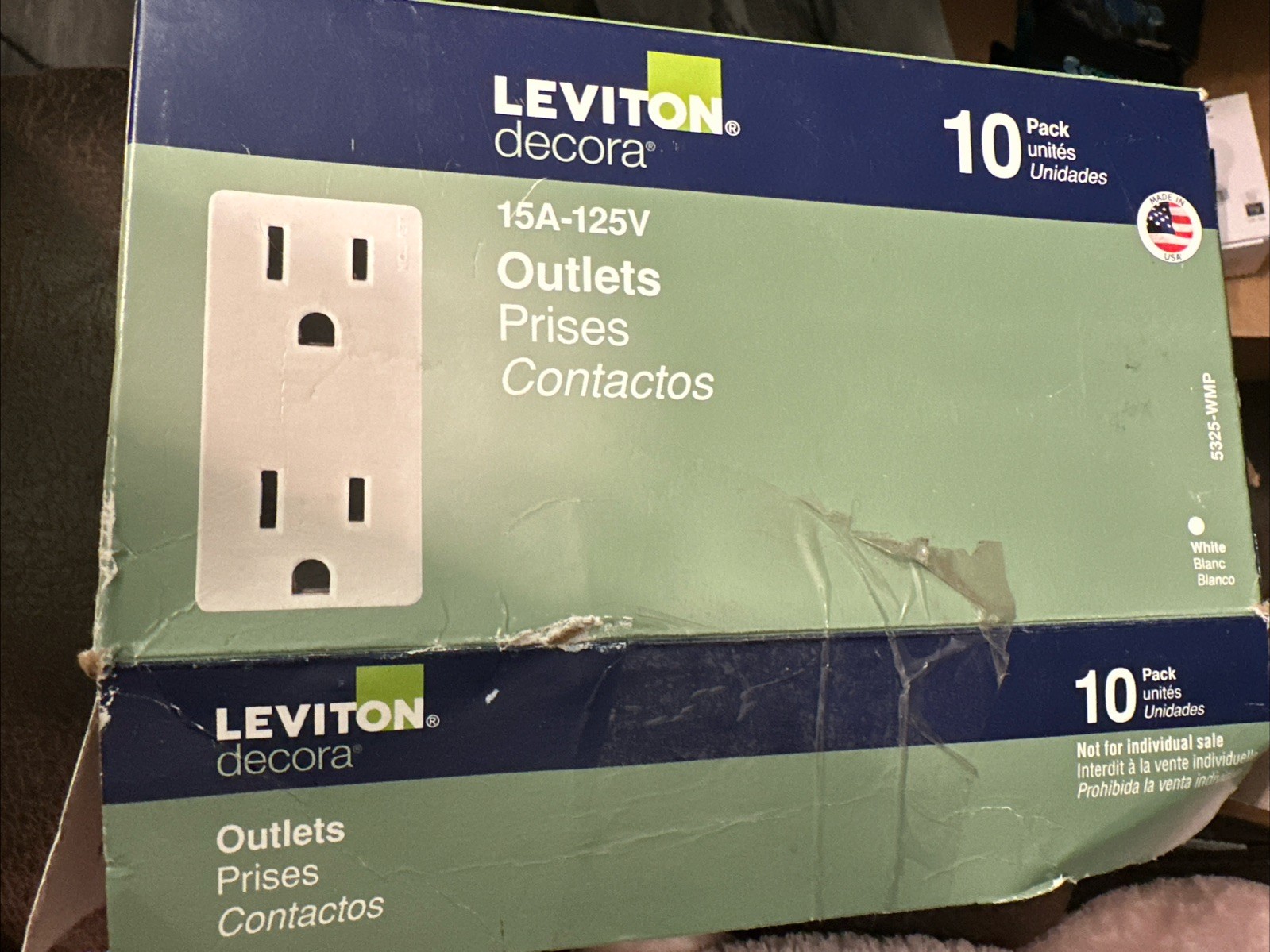 LEVITON M24-05325-WMP DECORA 15A 125V DUPLEX OUTLET/RECEPTACLE, WHITE 10-PACK LEVITON M24-05325-WMP DECORA 15A 125V DUPLEX OUTLET/RECEPTACLE, WHITE 10-PACK