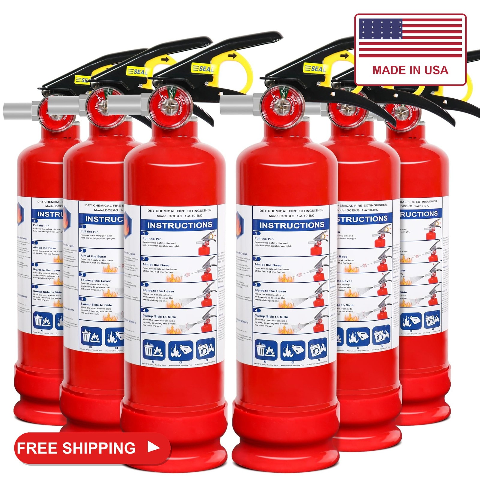 6 Pack ABC Dry Chemical Fire Extinguishers with Mount 6 Pack ABC Dry Chemical Fire Extinguishers with Mount
