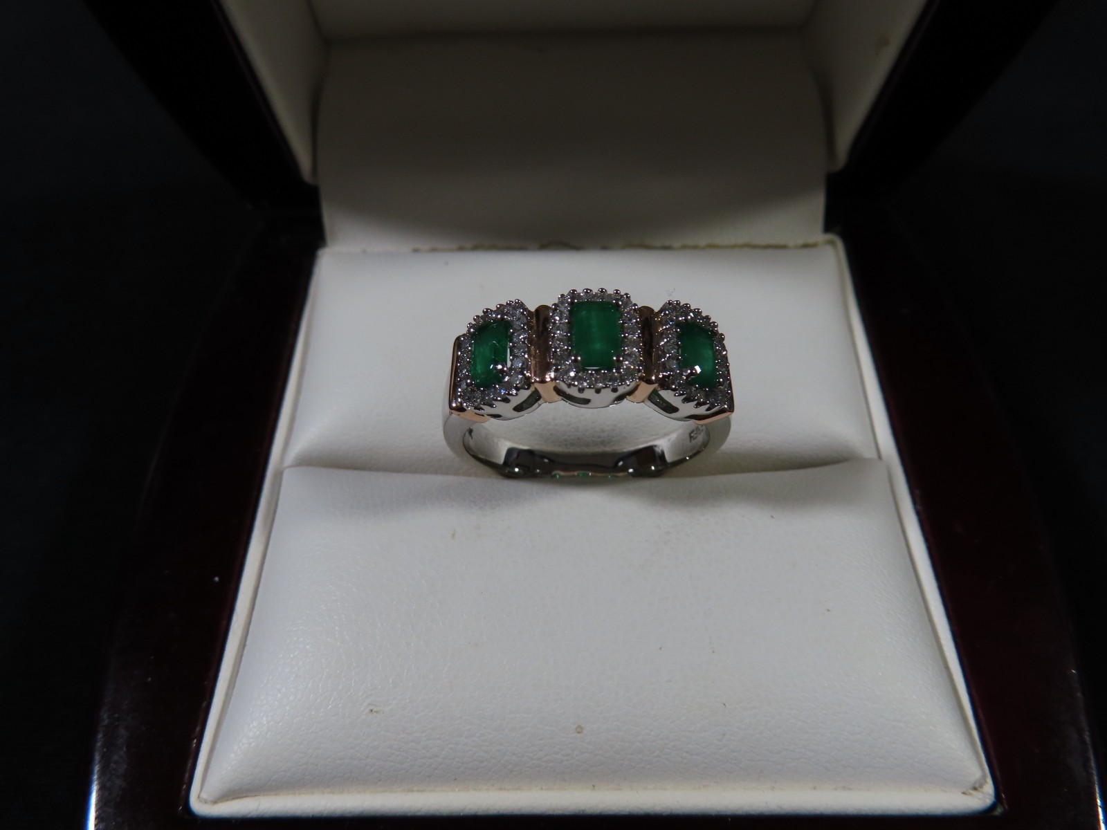 Stunning Effy 14k Two Tone Emerald & Diamond Ring, Size 10, Excellent Condition