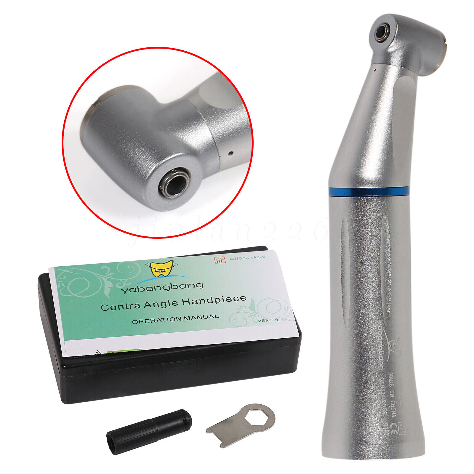 Dental Slow Low Speed Handpiece Push Contra Angle NSK Style Air Motor 4Holes