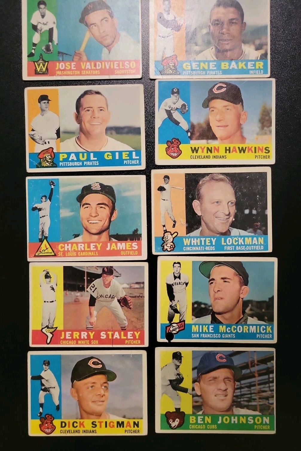 1960 Topps Baseball Cards - 10 Different Scarce High Numbers - W/ Dick Stigman