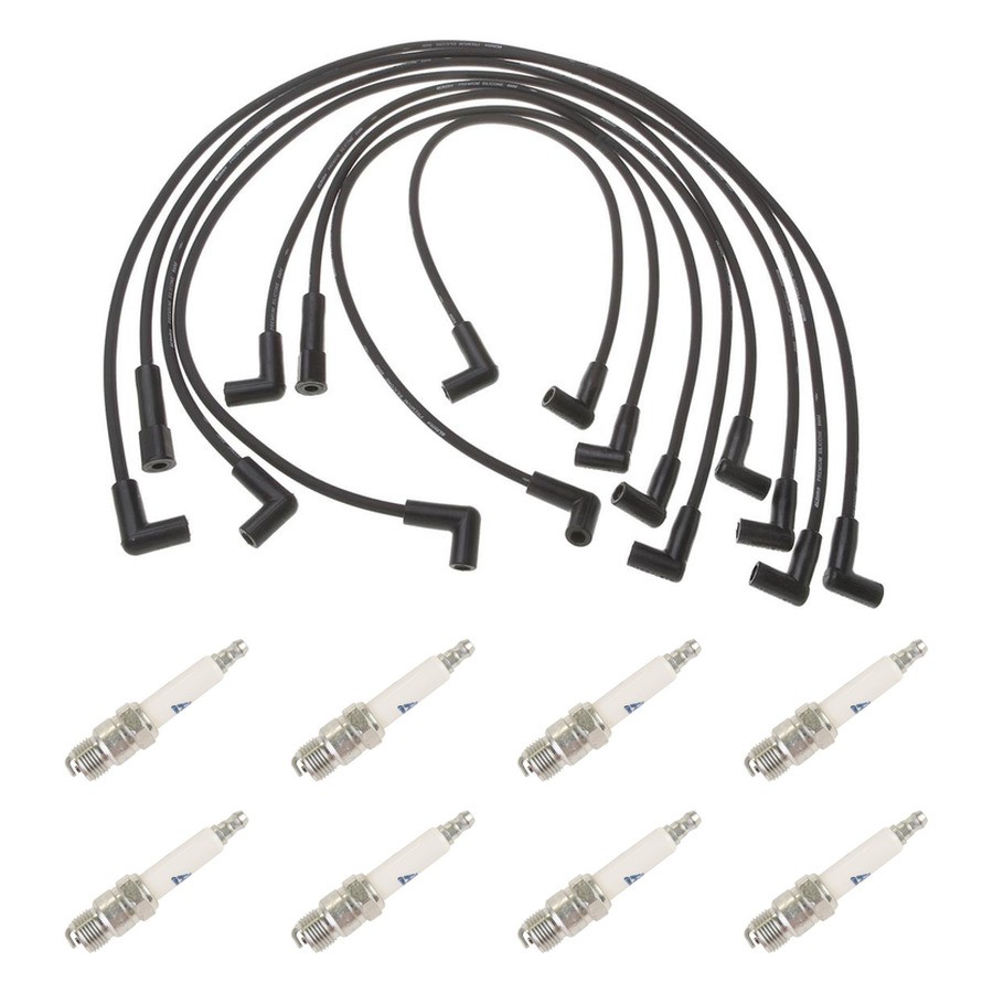 ACDelco Platinum Spark Plugs + Ignition Wires Kit 8 Plugs 10 9608N