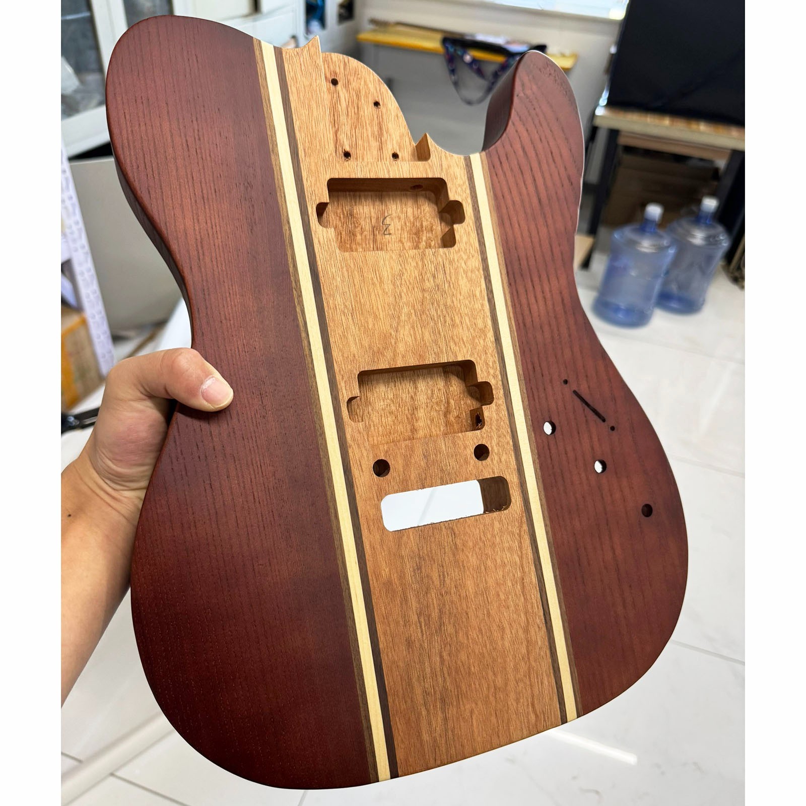 Handcrafted 9-Piece Guitar Body, Ash Rosewood Maple Mahogany, Satin Handcrafted 9-Piece Guitar Body, Ash Rosewood Maple Mahogany, Satin