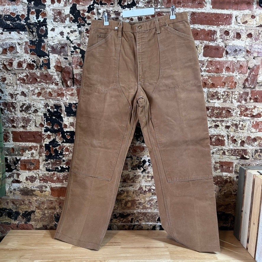 VTG 70s 80s Carhartt Double Knee Duck Canvas Work Pants Brown Mens 35x31