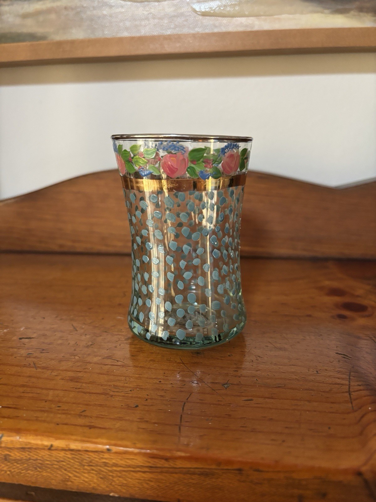 VTG Mackenzie-Childs Small Glass Tumbler Hand Painted Victoria & Richard 1993 VTG Mackenzie-Childs Small Glass Tumbler Hand Painted Victoria & Richard 1993