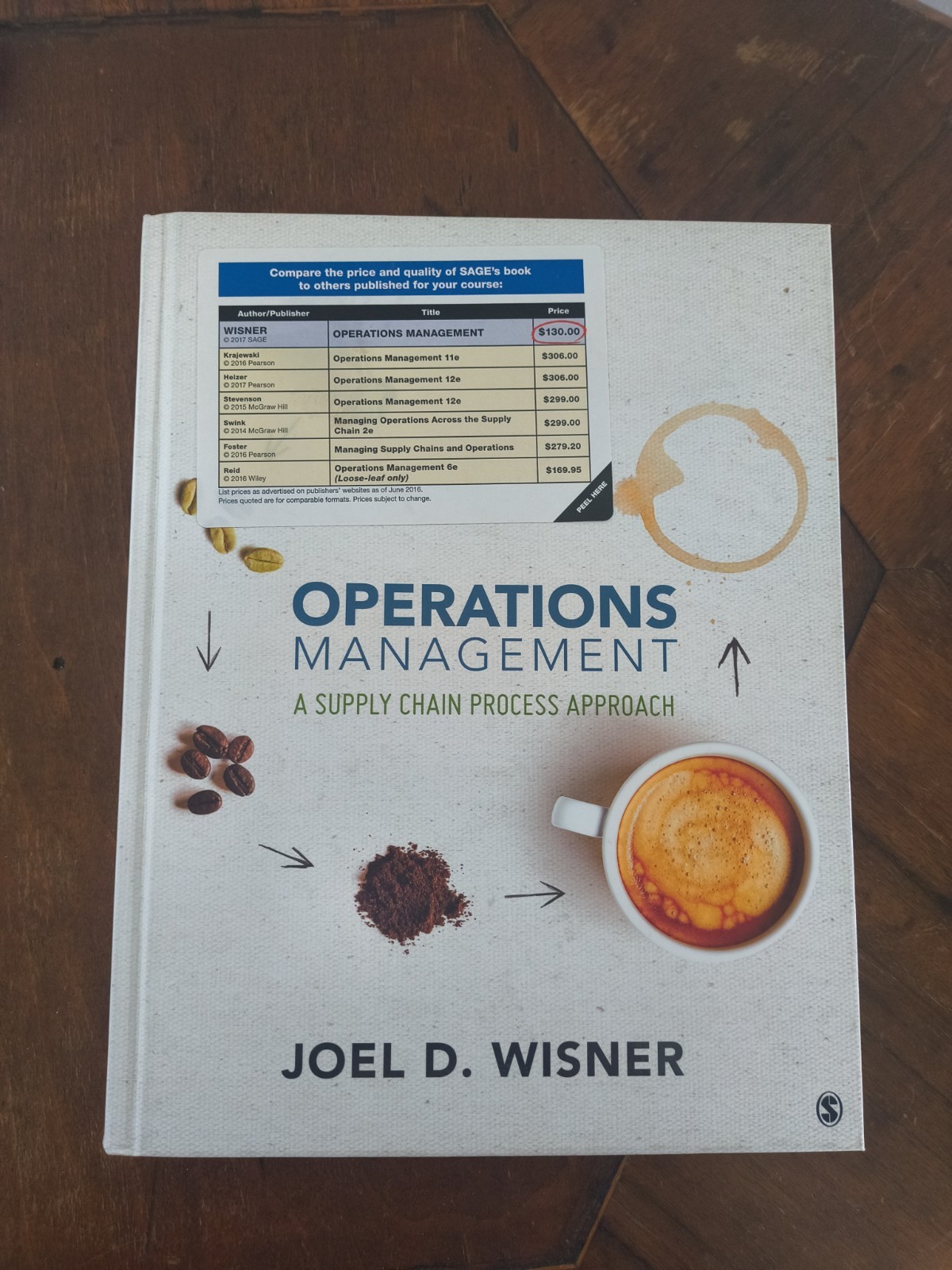 Operations Management : A Supply Chain Process Approach by Joel D. Wisner (2016, Operations Management : A Supply Chain Process Approach by Joel D. Wisner (2016,
