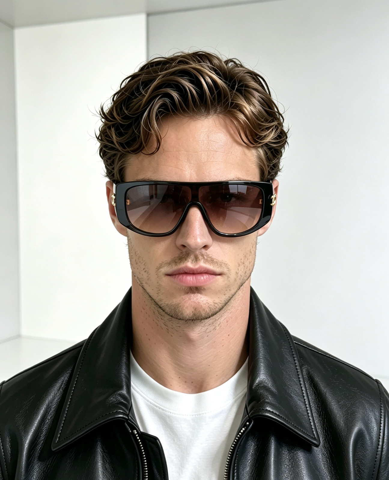 Chanel 5495 Shield Sunglasses Double C Logo Unisex Shades 130-131 Chanel 5495 Shield Sunglasses Double C Logo Unisex Shades 130-131