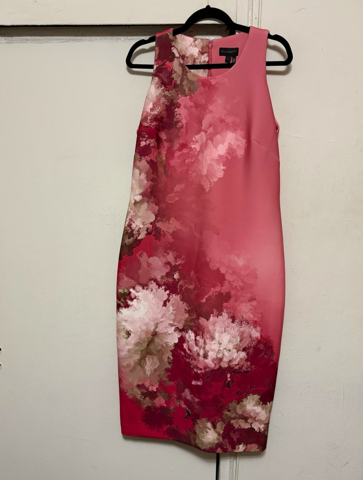Donna Karan New York Women’s Pink Floral Print Sleeveless Sheath Dress Knee 14 Donna Karan New York Women’s Pink Floral Print Sleeveless Sheath Dress Knee 14