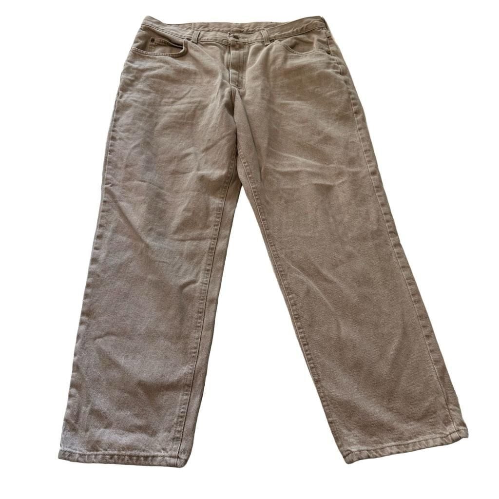 Vintage Lee Riders Denim Jeans Tan Brown Casual Pants 35x31