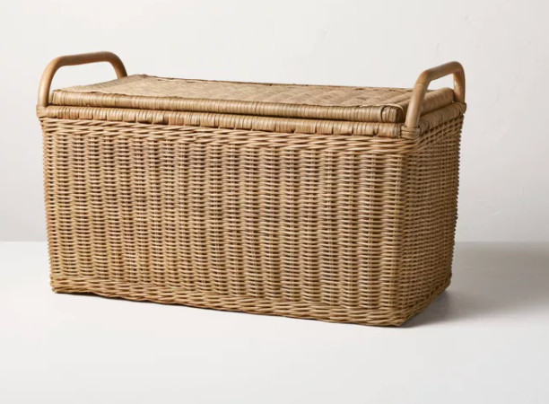 Large Rattan Storage Basket with Lid - Hearth & Hand™ with Magnolia tiktok viral
