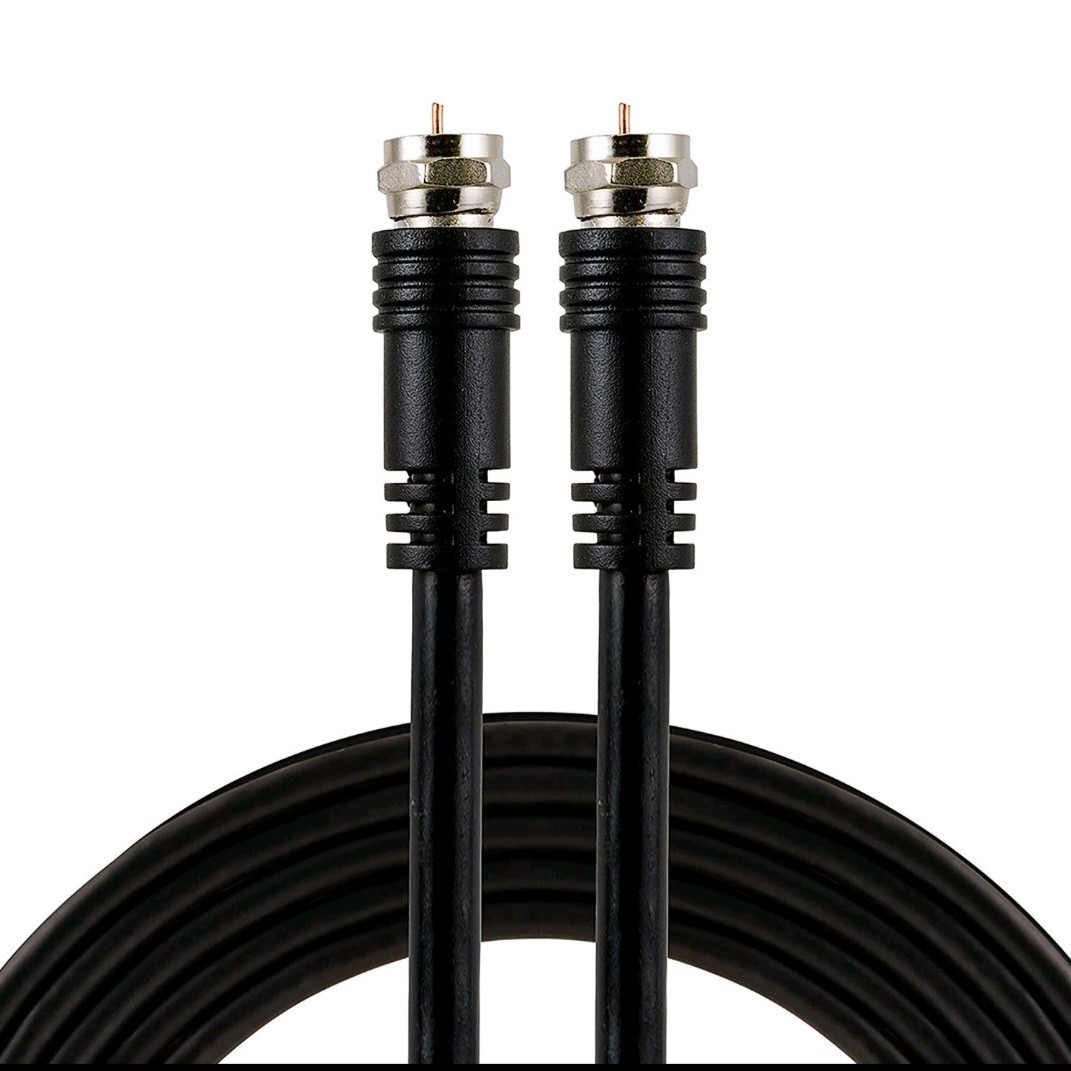 GE RG59 Coaxial Cable, 6. ft. F-Type Connectors, Double Shielded Coax, Black NEW