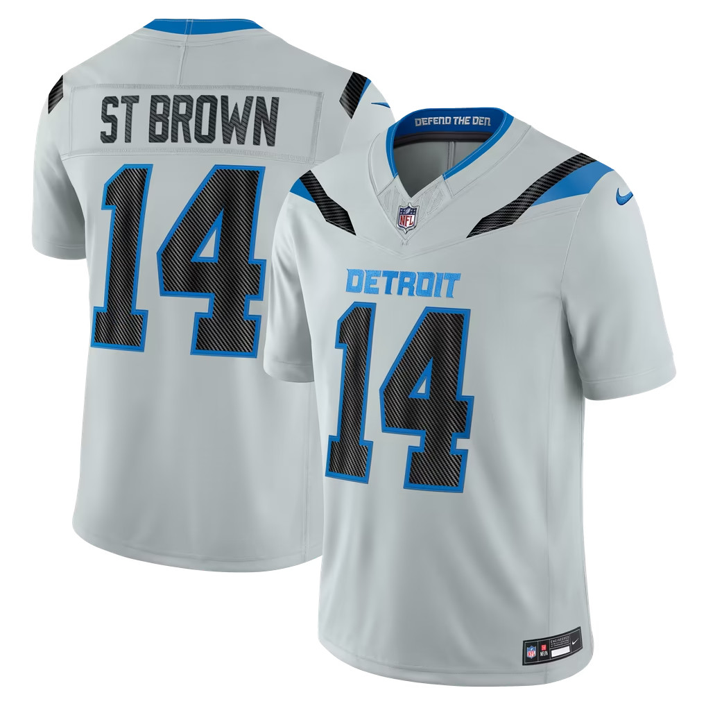 Men's Detroit Lions Amon-Ra St. Brown Nike Silver 2026 Rivalries Collection Men's Detroit Lions Amon-Ra St. Brown Nike Silver 2026 Rivalries Collection