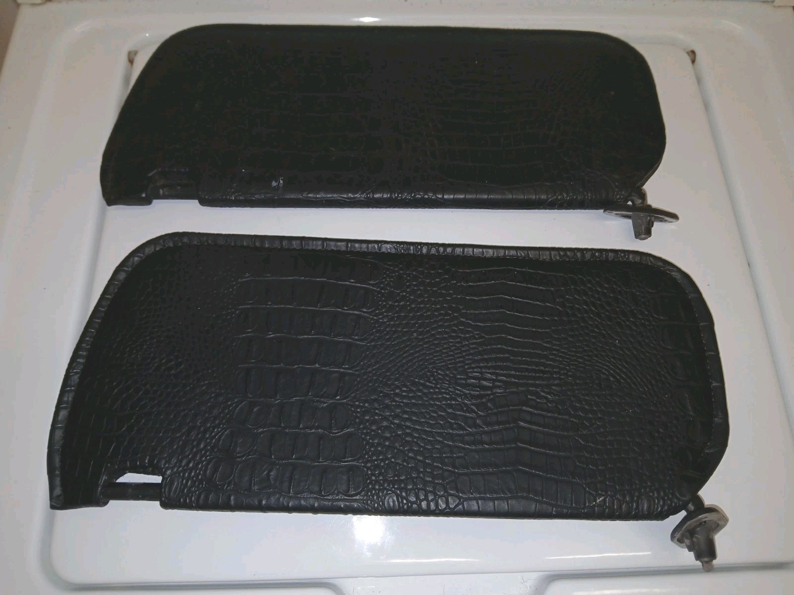 Black Embossed Reptile Pattern Sun Visors Pair 16 x 7 Inch Black Embossed Reptile Pattern Sun Visors Pair 16 x 7 Inch