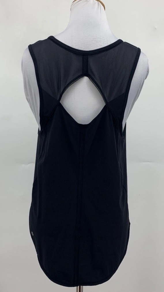 Lululemon Sculpt Tank Top Womens 6 8 Medium Black  Mesh Back Cutout Run Training