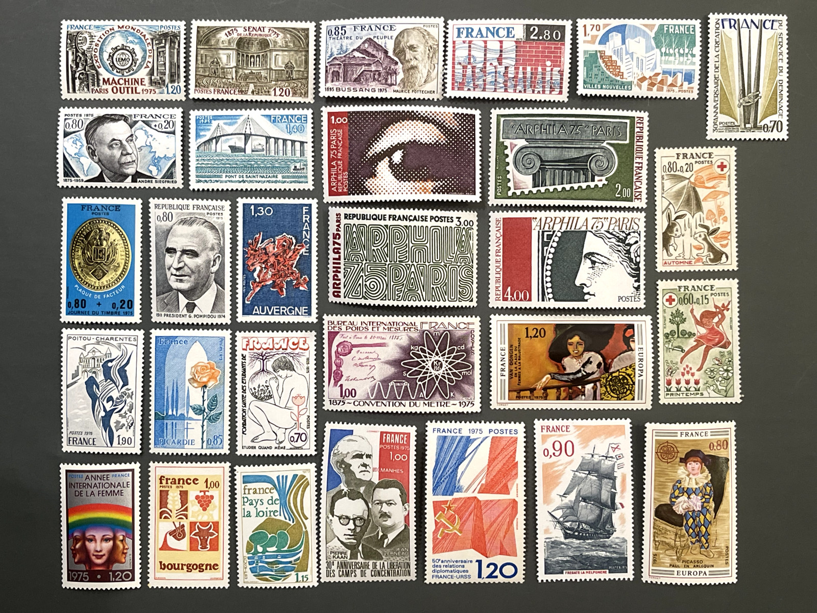 France 1975 Complete Year Set MNH** – Stamp Collection – Mint Never Hinged