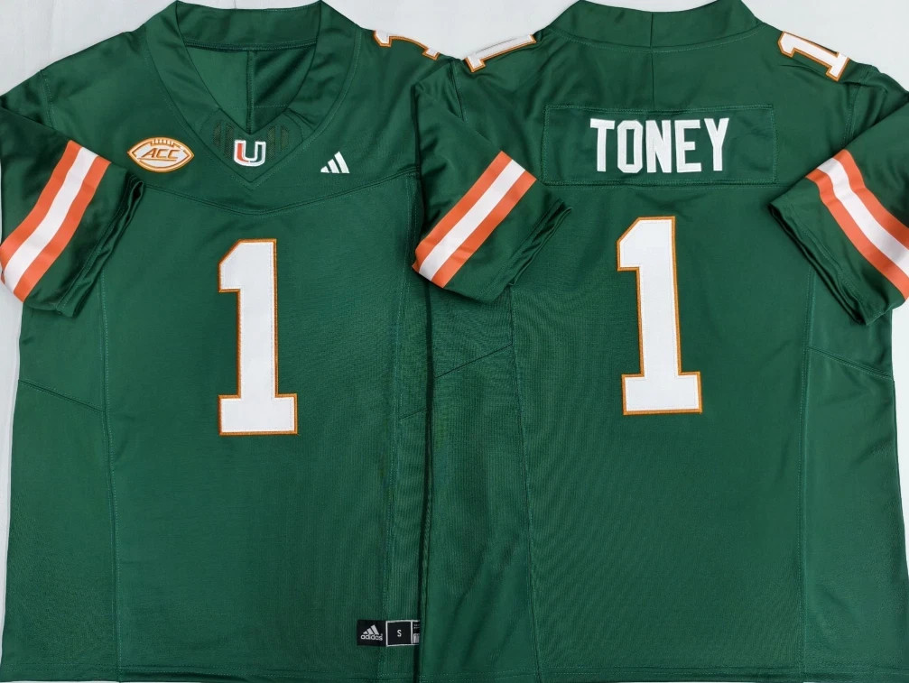 New Mens Malachi Toney #1 /Mark Fletcher Jr. Miami Hurricanes Stitched Jersey New Mens Malachi Toney #1 /Mark Fletcher Jr. Miami Hurricanes Stitched Jersey