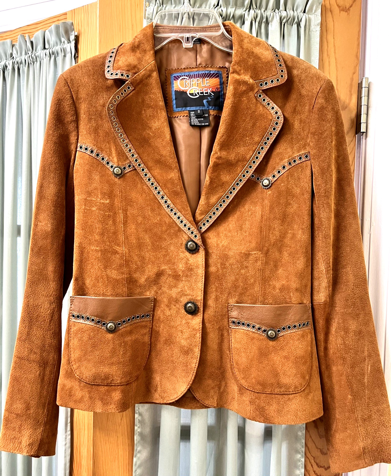 VINTAGE CRIPPLE CREEK LEATHER BROWN STUDDED JACKET SIZE S WESTERN VINTAGE CRIPPLE CREEK LEATHER BROWN STUDDED JACKET SIZE S WESTERN