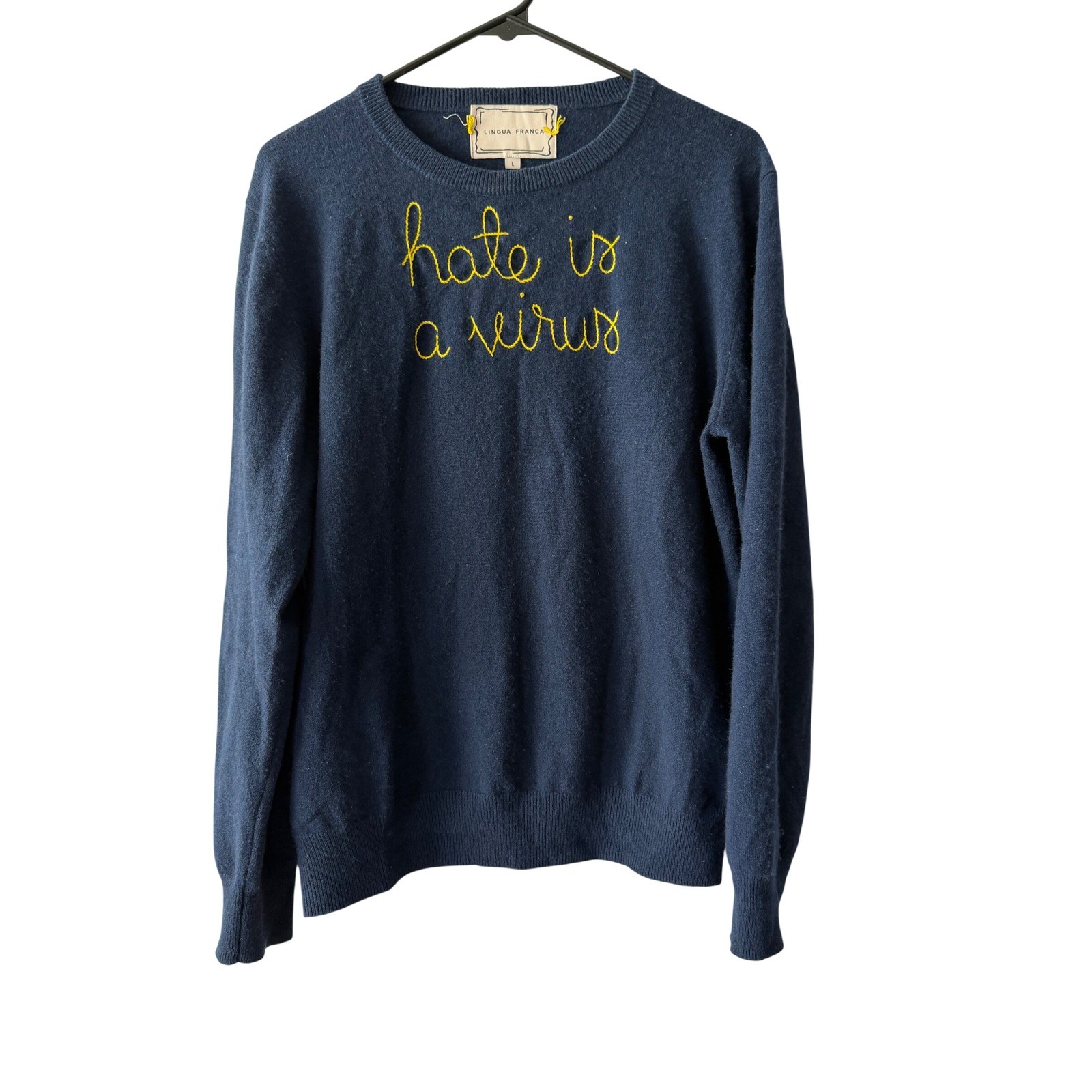 Lingua Franca Hate Is A Virus Cashmere Sweater Size L Lingua Franca Hate Is A Virus Cashmere Sweater Size L