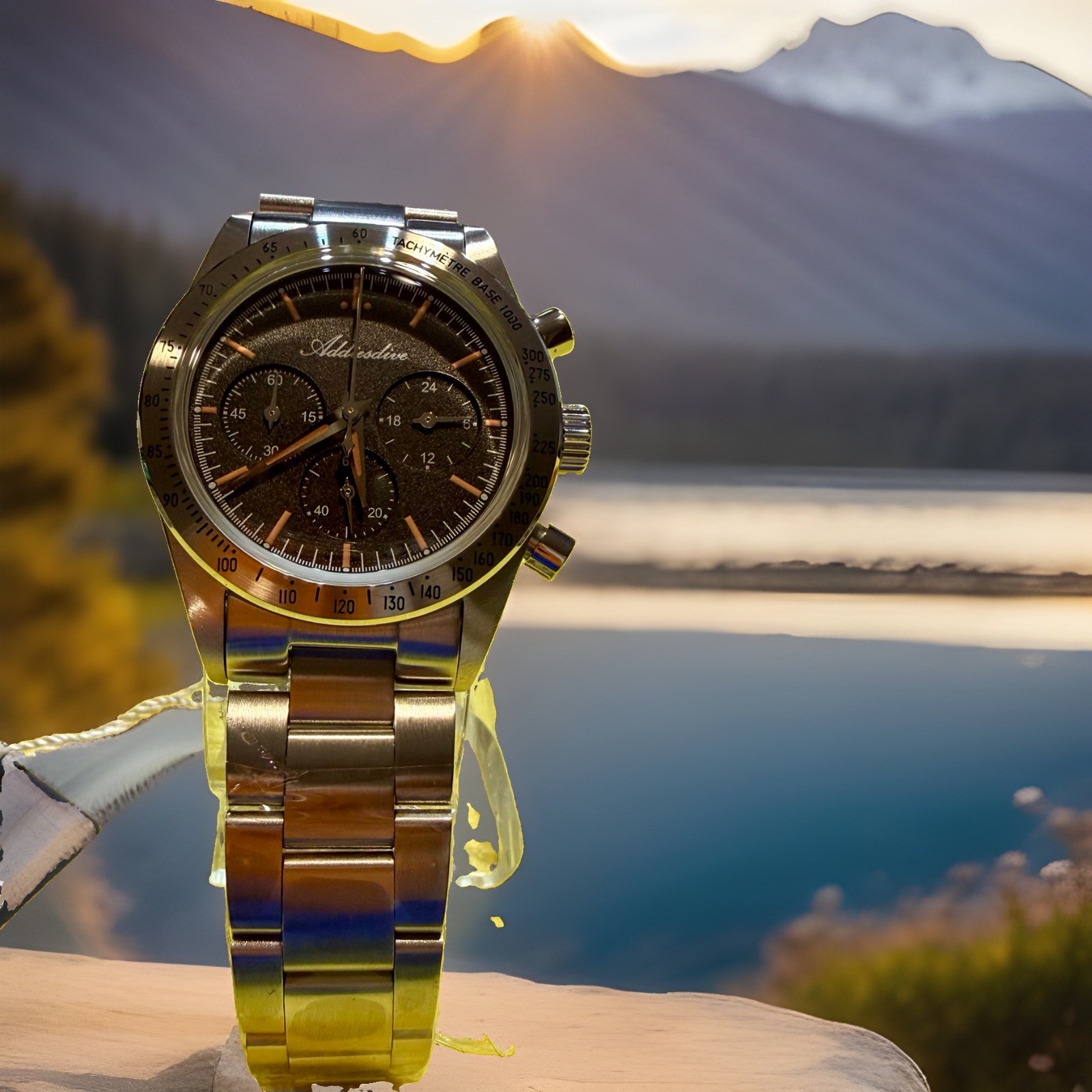 Addiesdive AD2552 Vintage Chrono-Textured Brown Dial, Stainless Steel 37mm