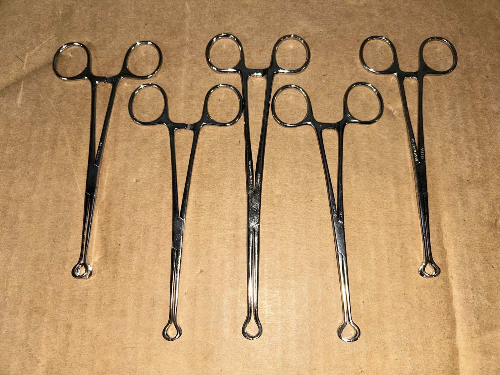 (5) Vintage Weck Surgerical Allis Tissue Forceps 500-400, 500-402 Assorted Lot