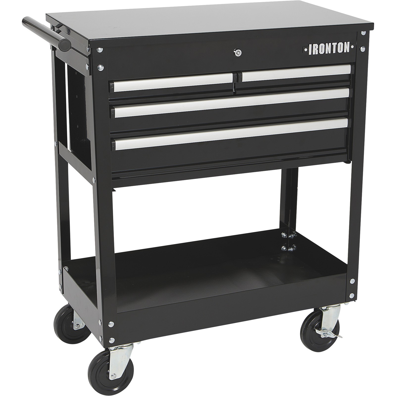 Ironton 4-Drawer Tool Cart, 30in.W, 33-7/8in.L x 17-5/8in.W x 39-1/8in.H,