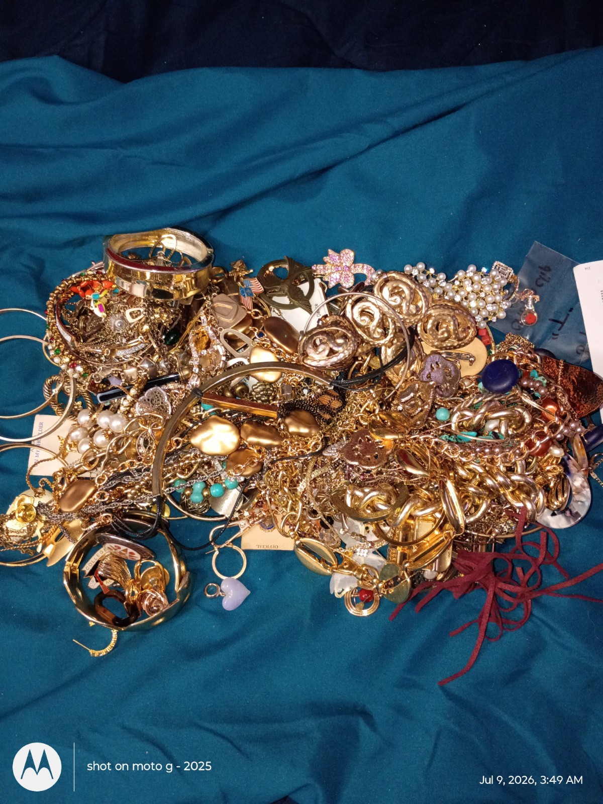 6 Lbs of Gold-tone Jewelry Mixed Lot  Wearable, Some Tangled Small Chains