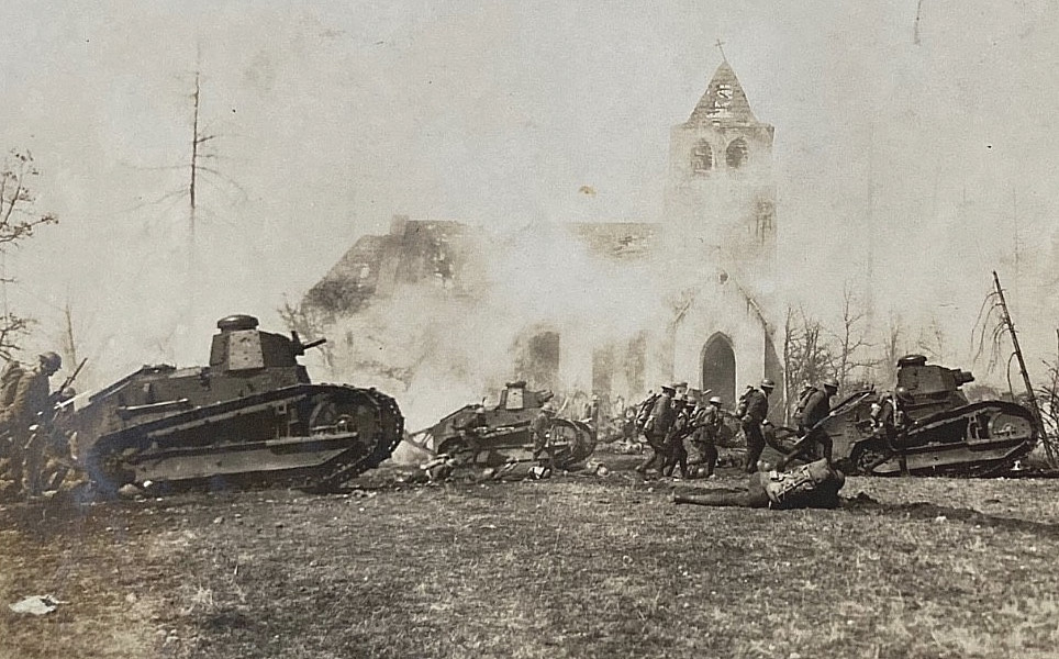 RARE  WW1 US ARMY 304th TANK BRIGADE MEUSE-ARGONNE OFFENSIVE COMBAT PHOTO