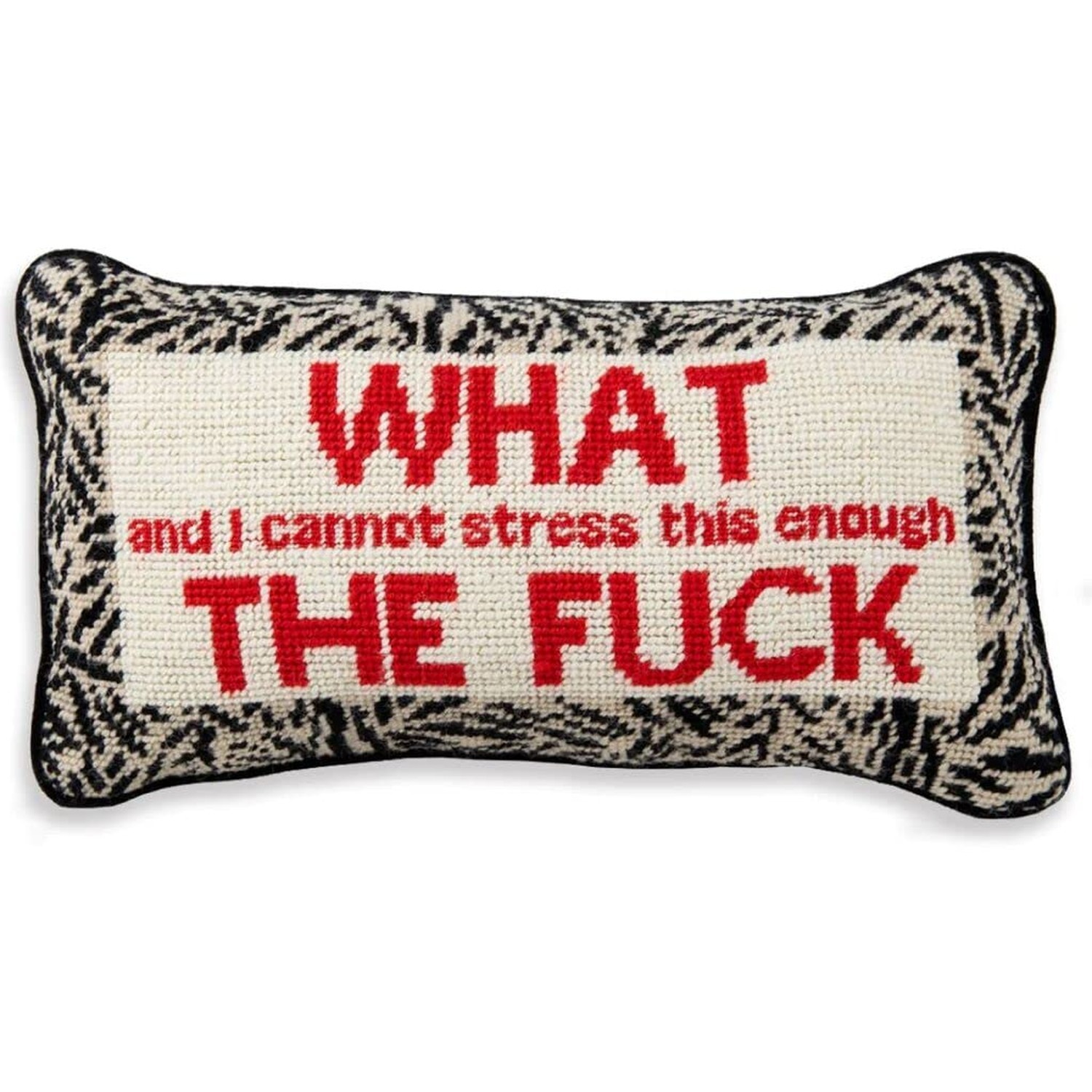 FURBISH Needlepoint Decorative Throw Pillow - WTF - 8\ FURBISH Needlepoint Decorative Throw Pillow - WTF - 8\