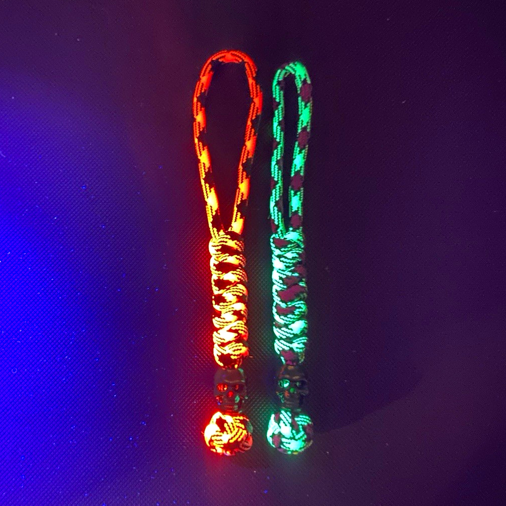 2-Pack Paracord Lanyards w/ Skull Beads - UV Reactive 2-Pack Paracord Lanyards w/ Skull Beads - UV Reactive