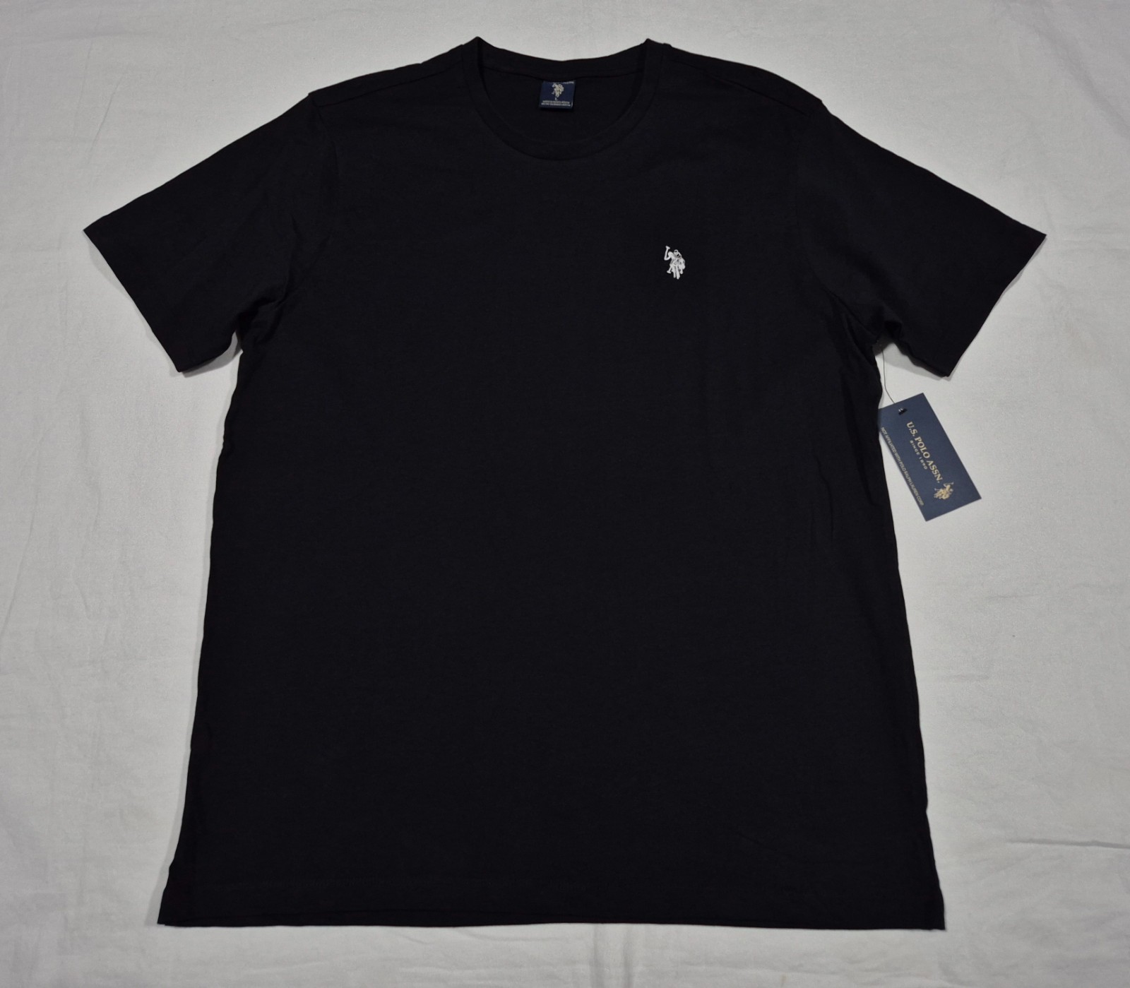 US POLO ASSN Mens Crewneck Casual Classic Short Sleeve Tee 100 % Cotton Black US POLO ASSN Mens Crewneck Casual Classic Short Sleeve Tee 100 % Cotton Black