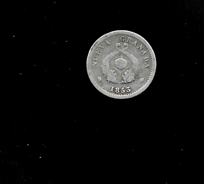 COLOMBIA 1 DECIMO 1853 AG - GOOD CONDITION SILVER COIN COLOMBIA 1 DECIMO 1853 AG - GOOD CONDITION SILVER COIN