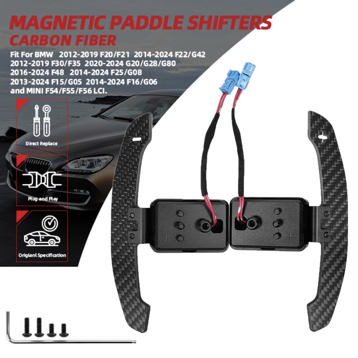 Magnetic Carbon Fiber Steering Wheel Paddle Shifter For BMW F-Series M3 M4 Supra