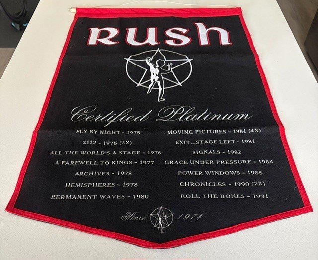 Rush 'Certified Platinum' Felt Banner, 24 Rush 'Certified Platinum' Felt Banner, 24