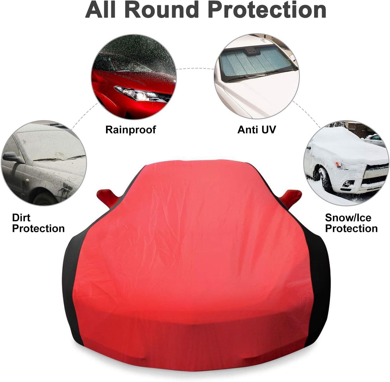 1X Car Cover UV Resistant Red & Black For Chevrolet Corvette C6 2005-2013