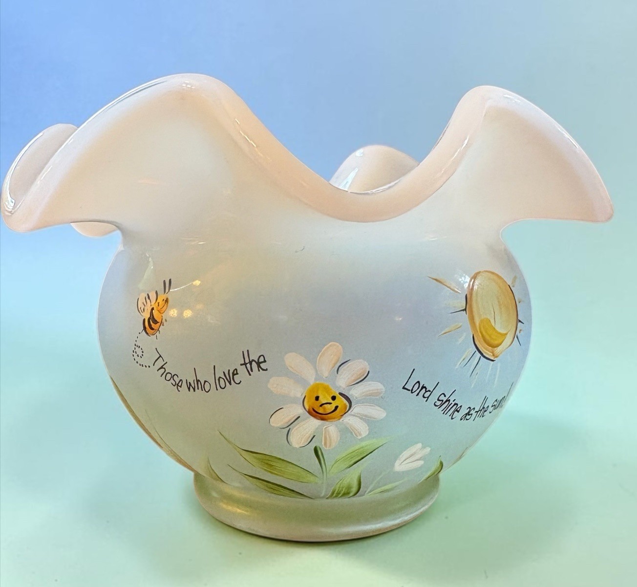 Vintage FENTON Art Glass French Opalescent Rose & Candle Bowl Inspirations Serie Vintage FENTON Art Glass French Opalescent Rose & Candle Bowl Inspirations Serie