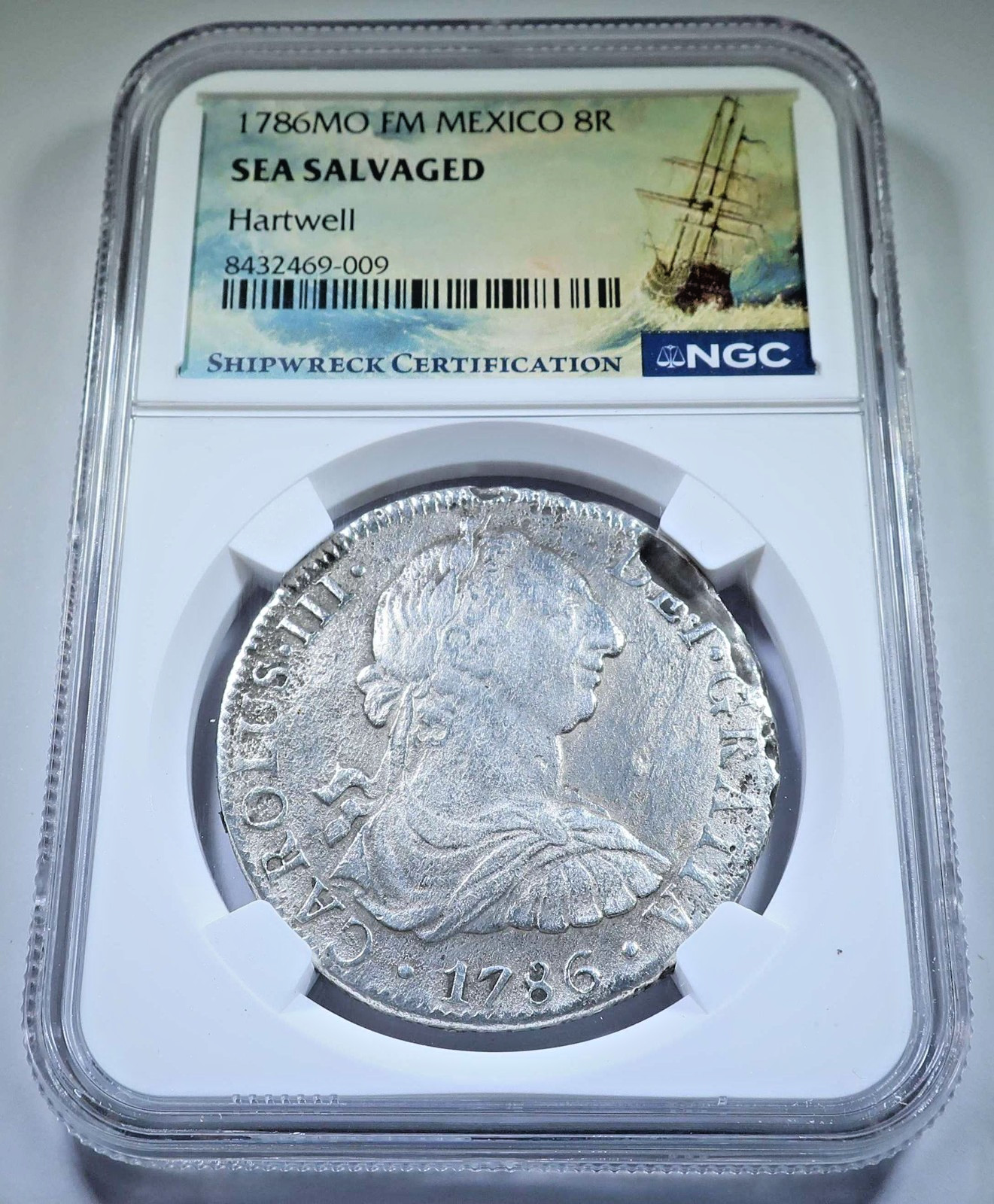 NGC 1786 Hartwell Shipwreck Mexico 8 Reales Spanish Colonial 1700's XF-AU Coin