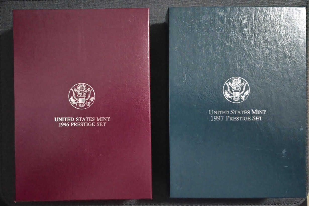 1996 & 1997 US Mint Prestige Proof Sets Complete with Boxes + Carboard + Coa\'s 1996 & 1997 US Mint Prestige Proof Sets Complete with Boxes + Carboard + Coa\'s
