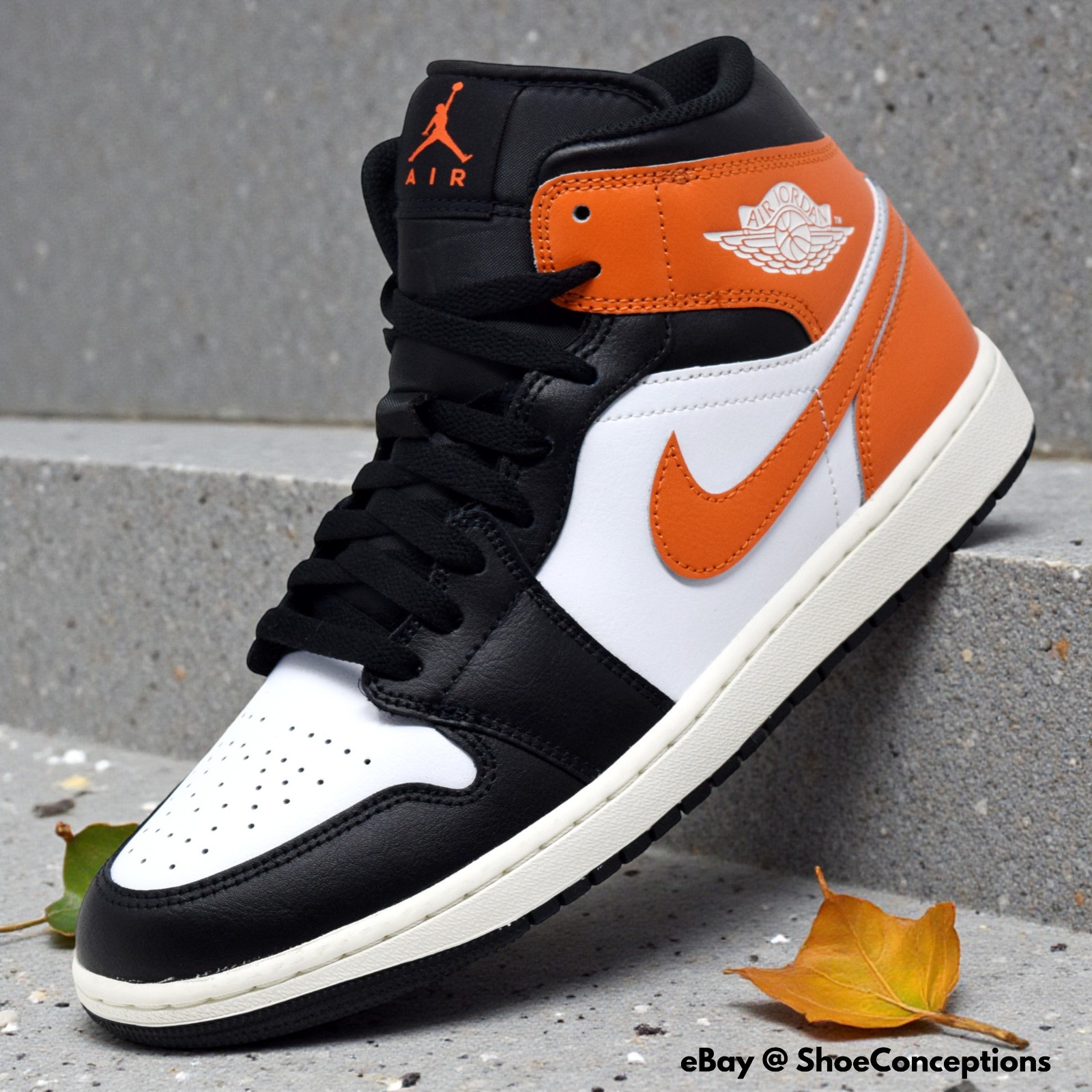 Nike Air Jordan 1 Mid Black White Starfish Sail DQ8426-801 Men's Size NEW Nike Air Jordan 1 Mid Black White Starfish Sail DQ8426-801 Men's Size NEW