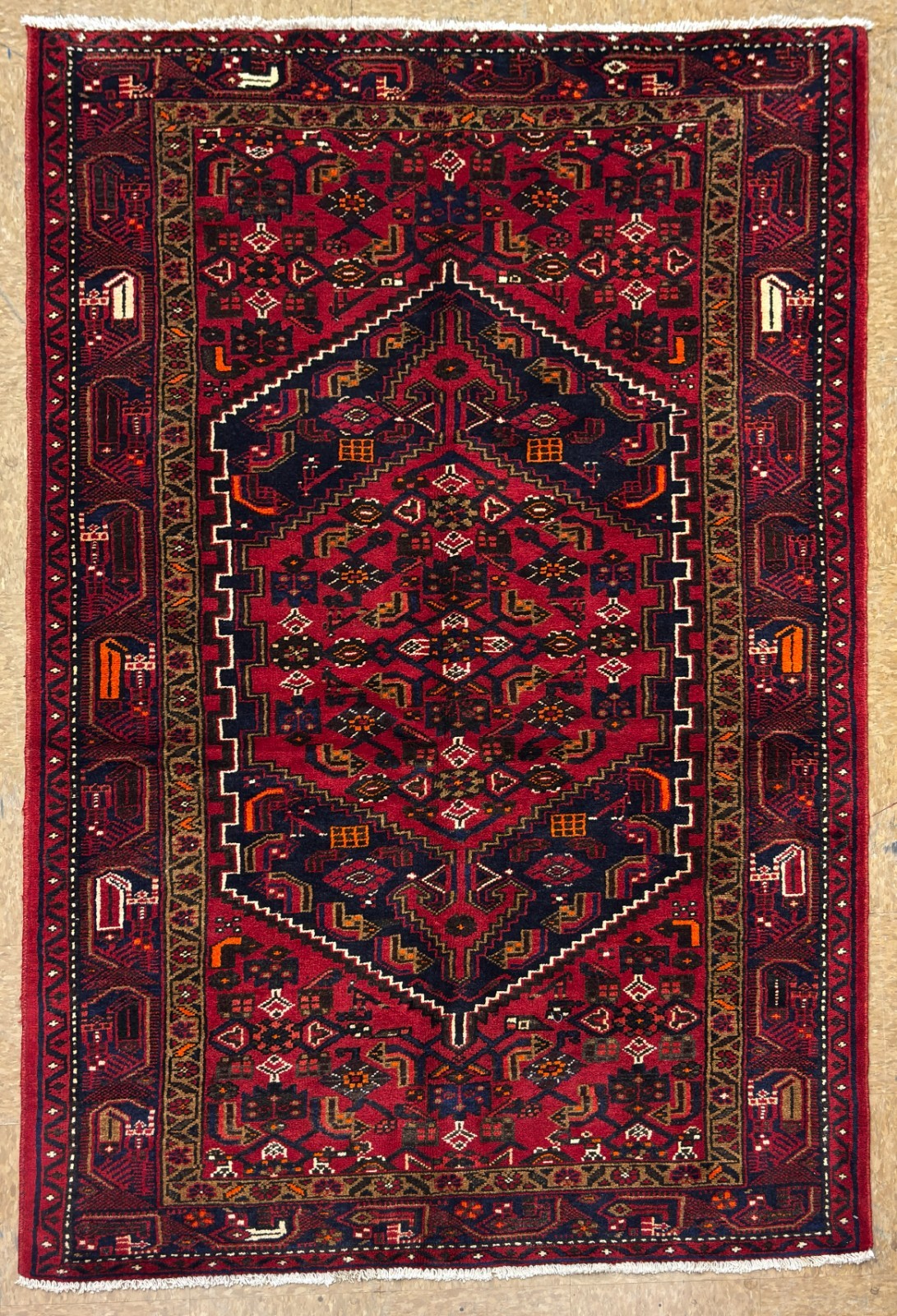 Vintage Zanjan 5x7 Tribal Geometric Hand Knotted Wool Oriental Area Rug Boho