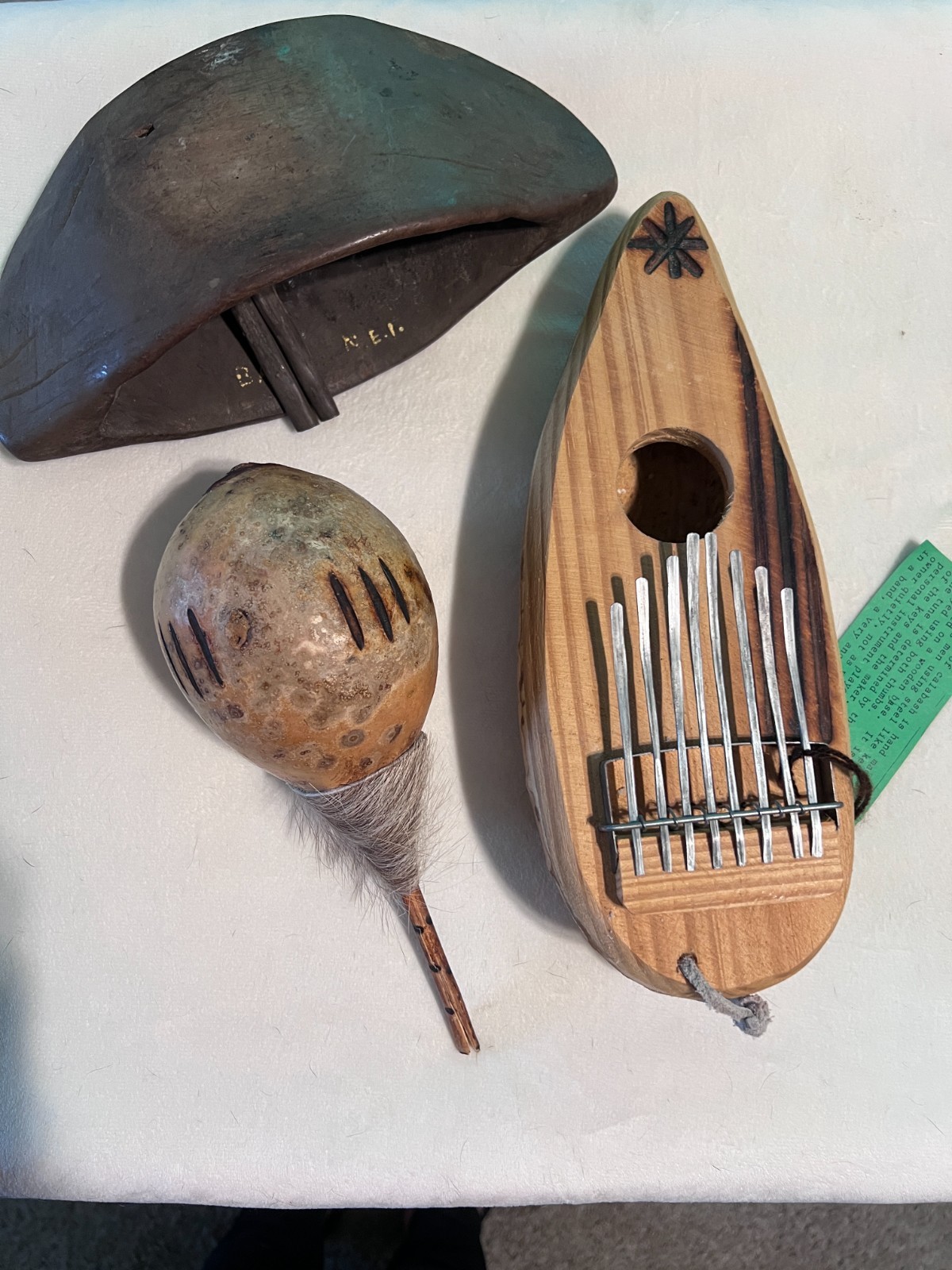 Vintage African Musical Instruments Set of 3 Calabash Thumb Piano Gourd Rattles Vintage African Musical Instruments Set of 3 Calabash Thumb Piano Gourd Rattles