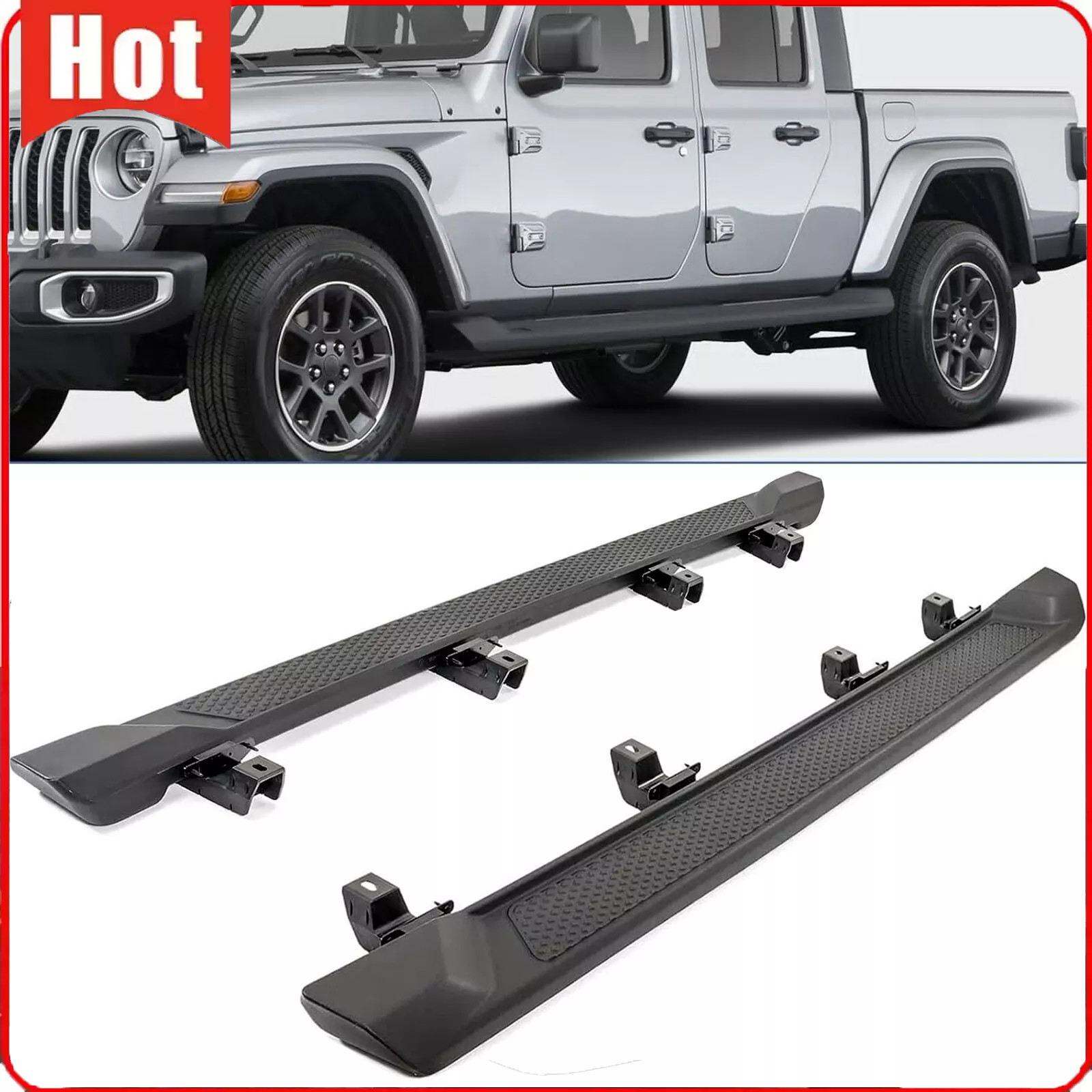 FIT 2020 21-2025 Jeep Gladiator JT 4-Door Nerf Bars Side Steps ABS Running Board